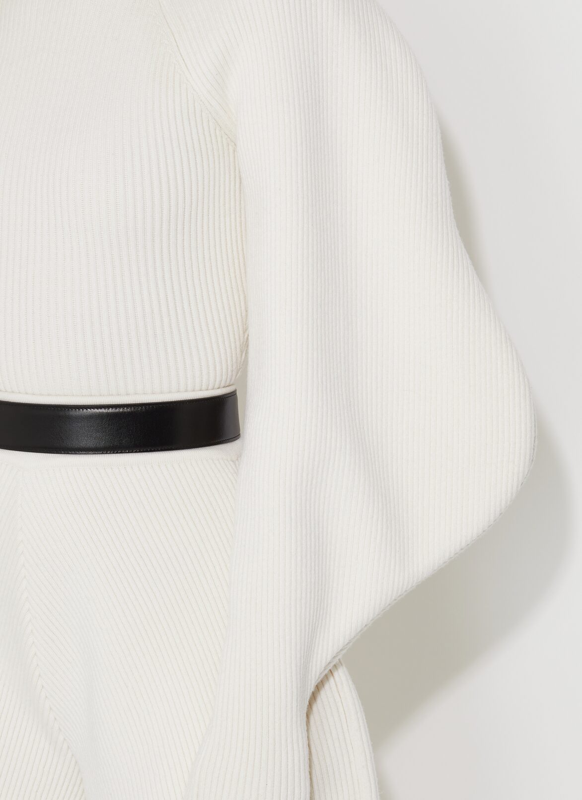 Asymetric sculptural rib knit sweater ALAÏA WHITE ASYMETRIC SCULPTURAL RIB KNIT SWEATER